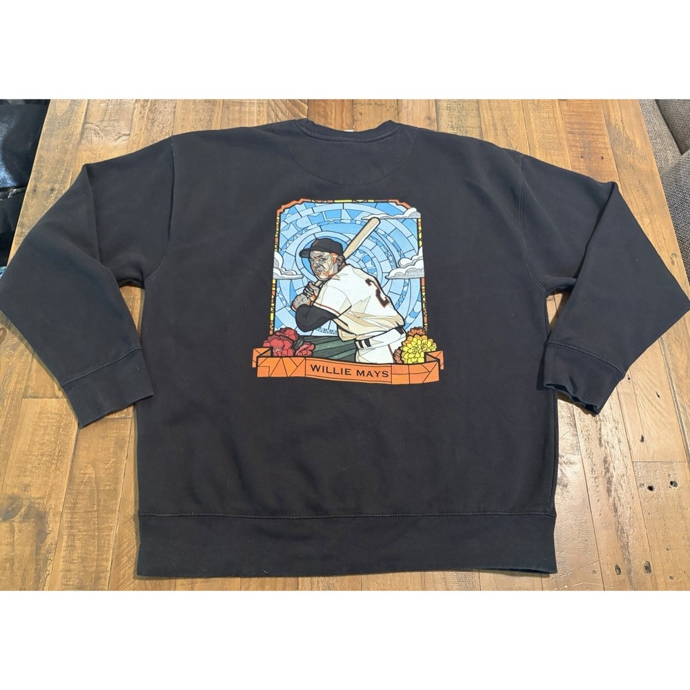 Willie Mays #24 Crewneck Sweatshirt XL Black Oracle Park San Francisco Giants - Picture 2 of 7